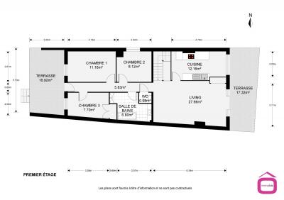 Maison bel-étage 3 chambres avec jardin et garage-atelier